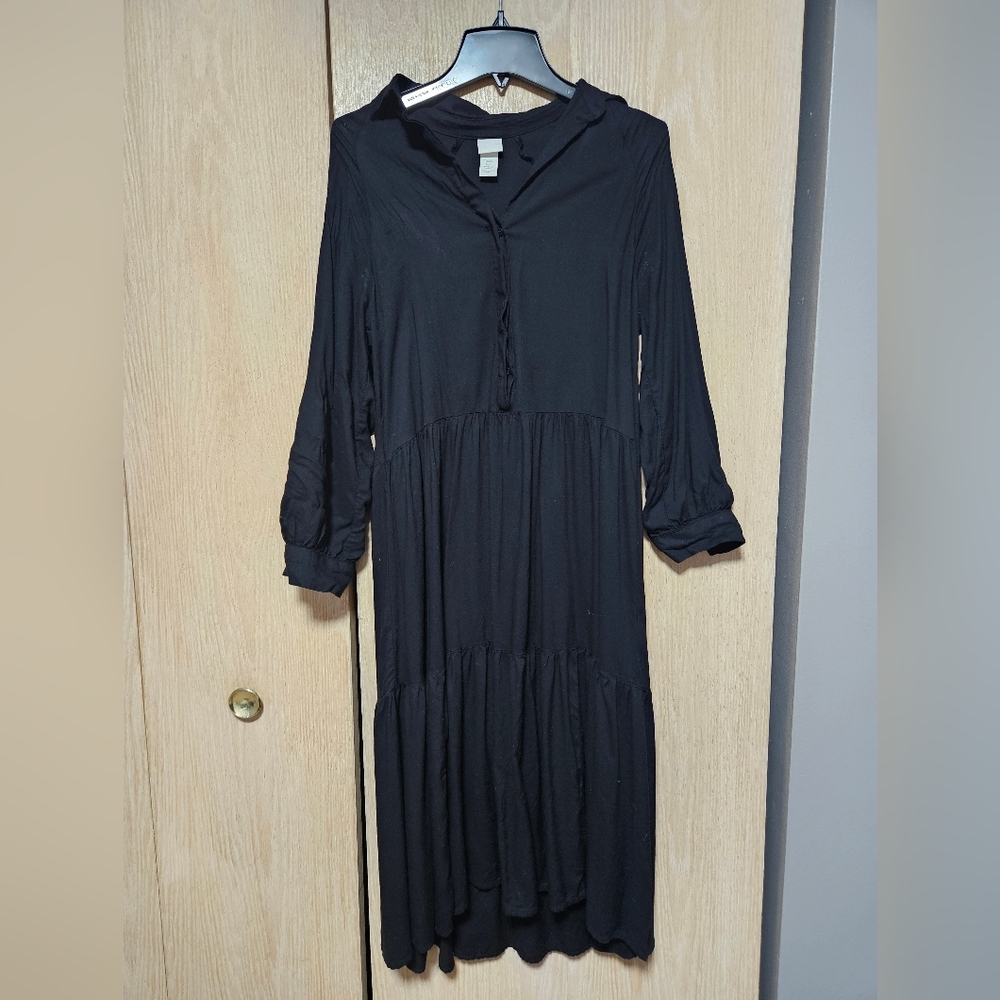H&M Midi Long Sleeve Black Dress